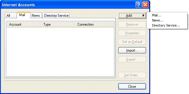 OE6 Create IMAP settings 2