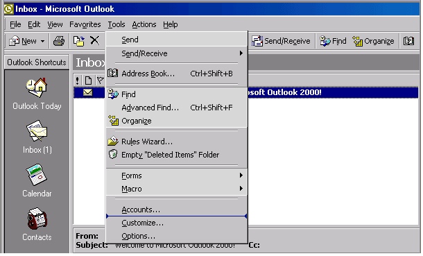 Outlook 2000 account creation - 1