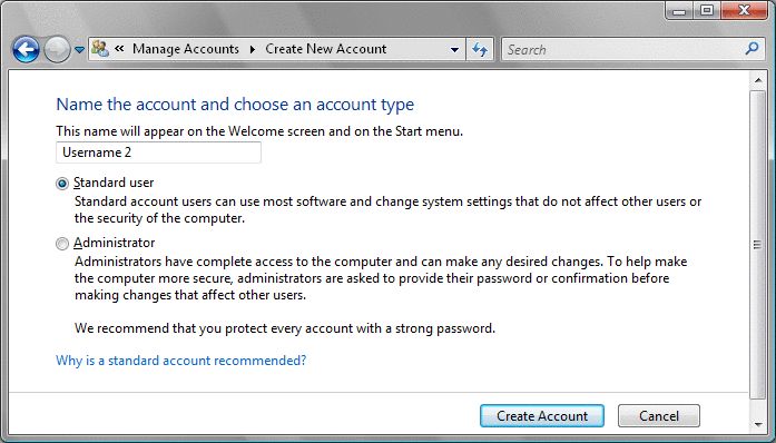 Creating user accounts in Windows Vista - 4