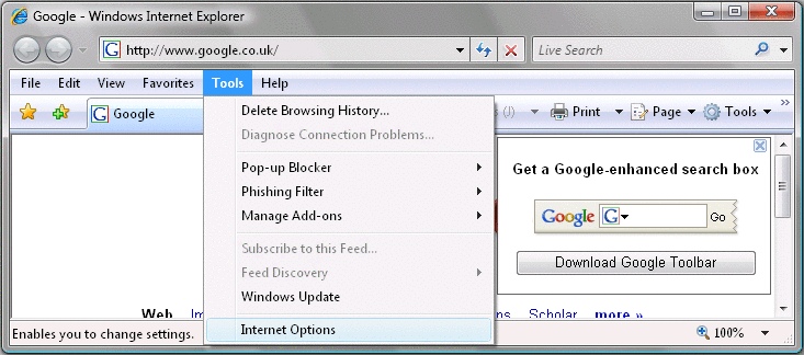 Check Setting Internet Explorer 7 -1