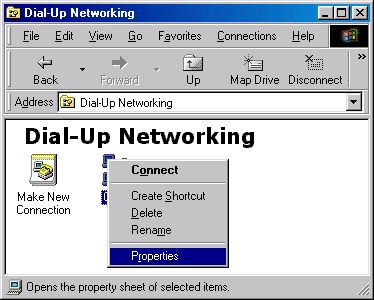 Check connection settings - Anytime in win98 - 1
