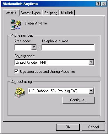 Check connection settings - Anytime in win98 - 2