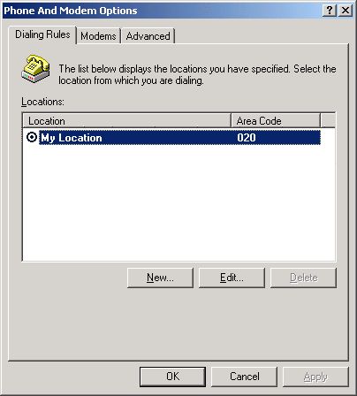 Check dial-up settings Windows - 2
