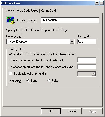 Check dial-up settings Windows - 3